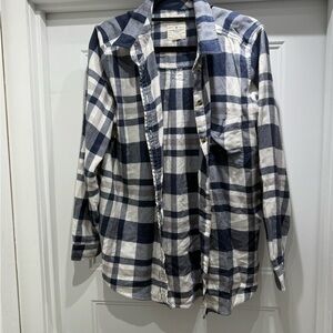 Women’s Navy and White Plaid Shirt